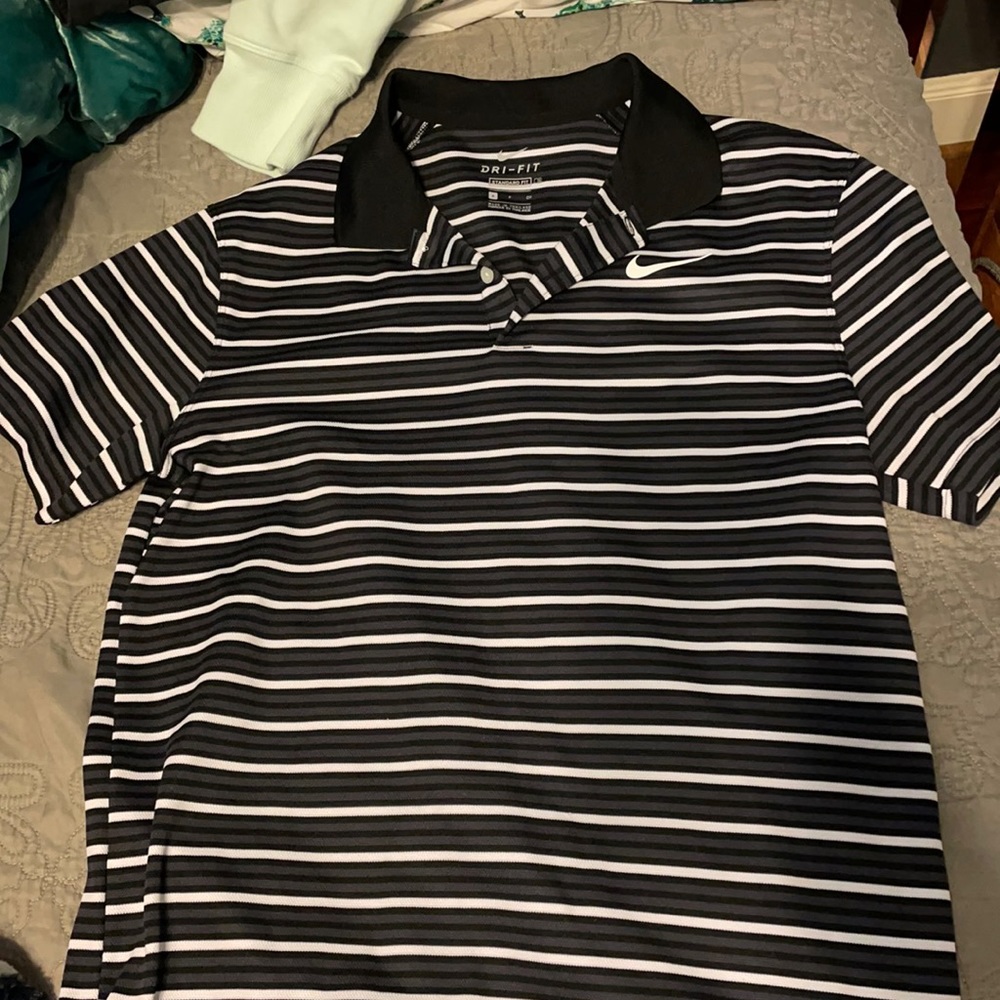 Men's Nike Golf Shirt Striped Black size S